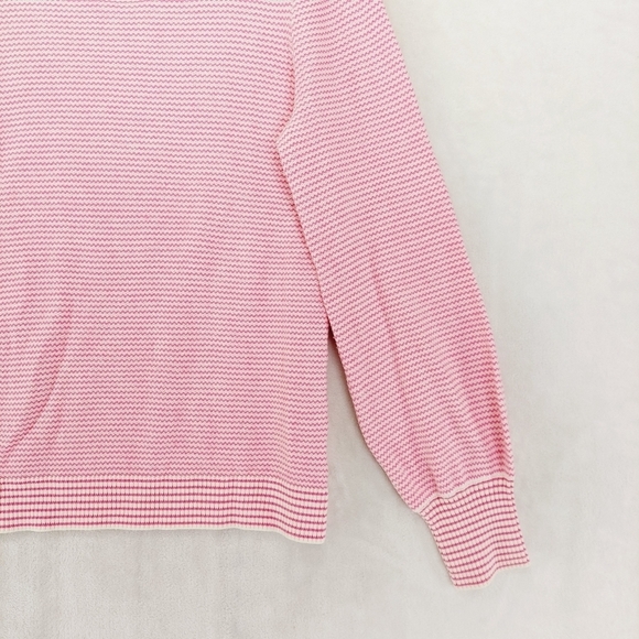 Talbots Pink & White Striped Long Sleeve Round Neck Pullover Sweater 3318 - Picture 3 of 7
